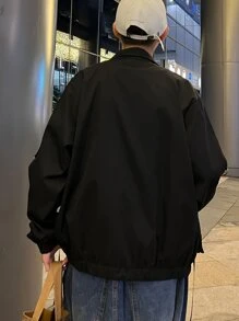 Manfinity EMRG Loose Fit Men's Buckled Flap Pocket Drop Shoulder Rave Jacket, Plain, Long Sleeve, Going Out, Friends, Thin Jacket