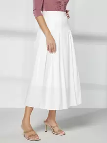 Modelyn High Waist Pleated Skirt - White - View 4