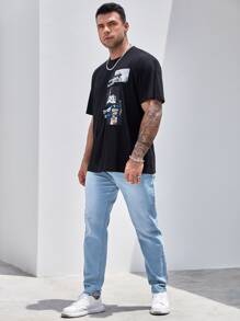 Manfinity VCAY Hombres Jeans rectos algodón con botón delgado - Lavado ligero - Ver 5