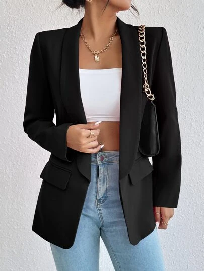 RosyDaze Solid Shawl Collar Blazer Fall Cloth For Women