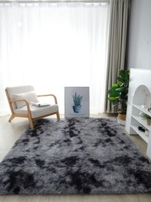 1pc Fuzzy Tie Dye Area Rug, Soft Plush Living Room Carpet, Bedroom Carpet,Tie Dye Fuzzy Rug - Dark Grey - View 1