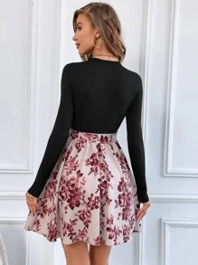 SHEIN Clasi Floral Print Belted Combo Dress - Multicolor - View 2