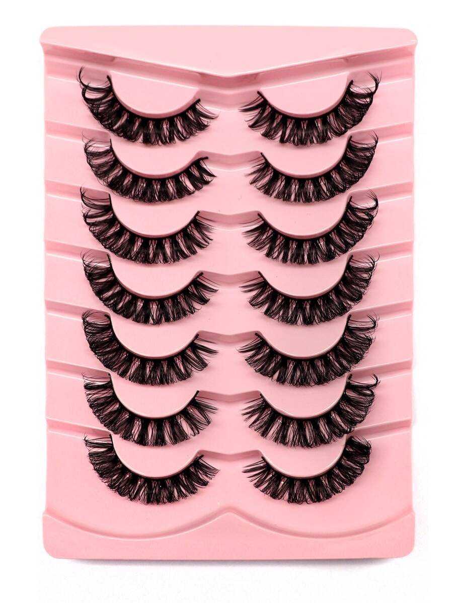7pairs Cat Eye False Eyelashes Strip Lashes, Lashes, Eyelashes, Fake Lashes - Black - View 1