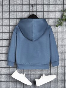 SHEIN 男童鱼骨图案拼接细节卫衣 - 霧霾藍 - 查看 2