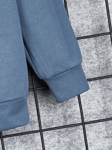 SHEIN 男童鱼骨图案拼接细节卫衣 - 霧霾藍 - 查看 4