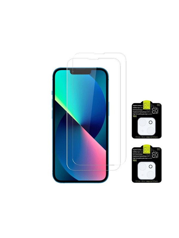 2pcs HD Tempered Protection Film & 2pcs Phone Lens Film