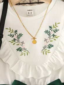 SHEIN Tween Girl Floral Print Ruffle Trim Belted Dress,Holiday,Summer,Travel - Multicolor - View 4