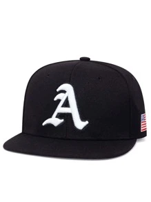Men American Flag & Letter Embroidered Hip Hop Cap - Black - View 1