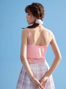 ROMWE Kawaii Cartoon Graphic Cami Top - Pink - View 3