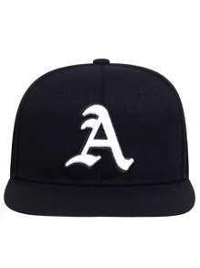 Men American Flag & Letter Embroidered Hip Hop Cap - Black - View 4