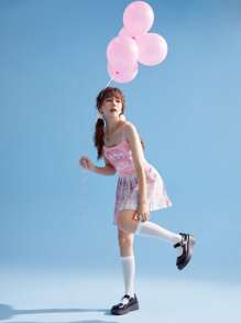 ROMWE Kawaii Cartoon Graphic Cami Top - Pink - View 5