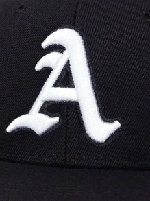 Men American Flag & Letter Embroidered Hip Hop Cap - Black - View 5