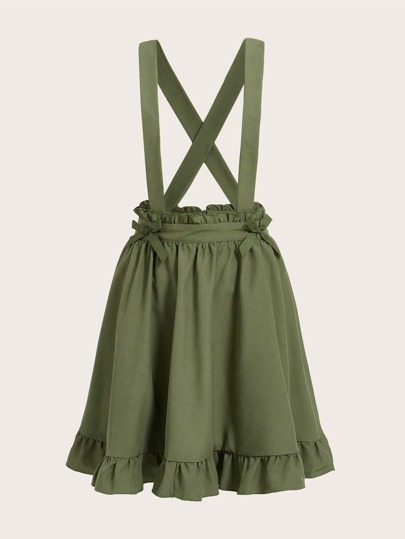Kawaii Ruffle Hem Criss Cross Pinafore Skirt
