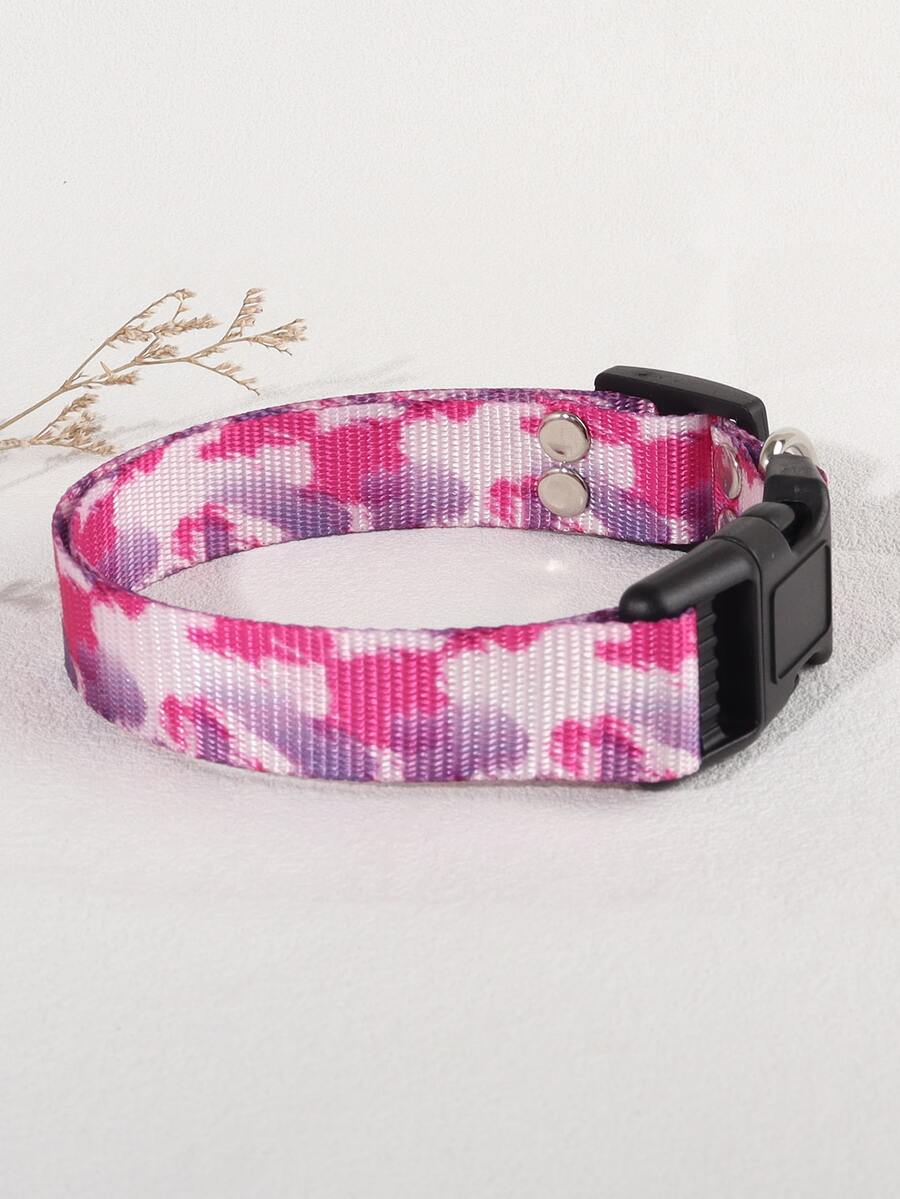 1pc Nylon Purple Floral Pattern Pet Collar With Pendant, Multi-Color, Suitable For Small Breeds Like Teddy And Pomeranian, Year-Round Use - Multicolor - View 1