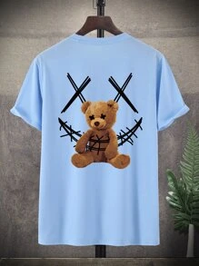 Manfinity LEGND Men Bear Print Tee - Baby Blue - View 1