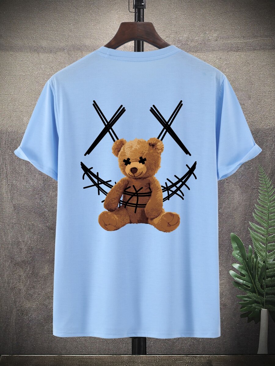 Manfinity LEGND Men Bear Print Tee - Baby Blue - View 1