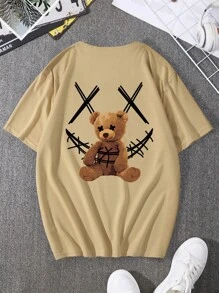 Manfinity LEGND 男士小熊印花T恤 - 卡其色 - 查看 1