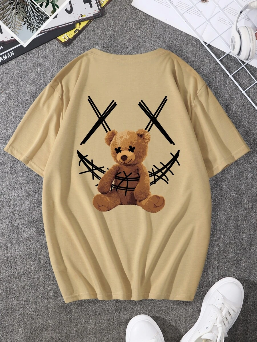 Manfinity LEGND 男士小熊印花T恤 - 卡其色 - 查看 1