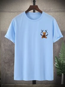 Manfinity LEGND Men Bear Print Tee - Baby Blue - View 2