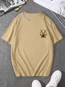 Manfinity LEGND 男士小熊印花T恤 - 卡其色 - 查看 2