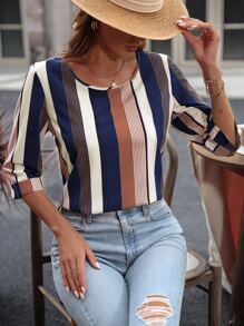 SHEIN LUNE Blusa con estampado de rayas