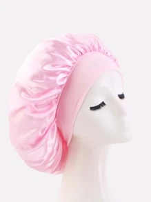 1pc Women's 36cm Wide Brim Sleeping Cap, With Stretchy Band And Round Top, Suitable For Daily Use Silk Bonnet Satin Bonnet - Pink - View 11