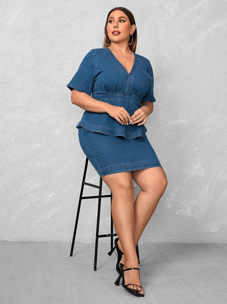 2x denim dress Women's Living Simply Dress, Blue JuneDress24 Size:32 EURO acid wash denim dress Handmade Cheted Geometric Bikini