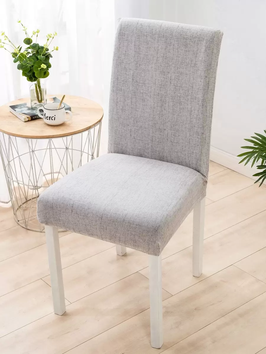 1pc Solid Chair Slipcover, Polyester Stretchy Elastic One Piece Chair Cover For Dinning Room, All Season