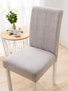 1pc Solid Chair Slipcover, Polyester Stretchy Elastic One Piece Chair Cover For Dinning Room, All Season