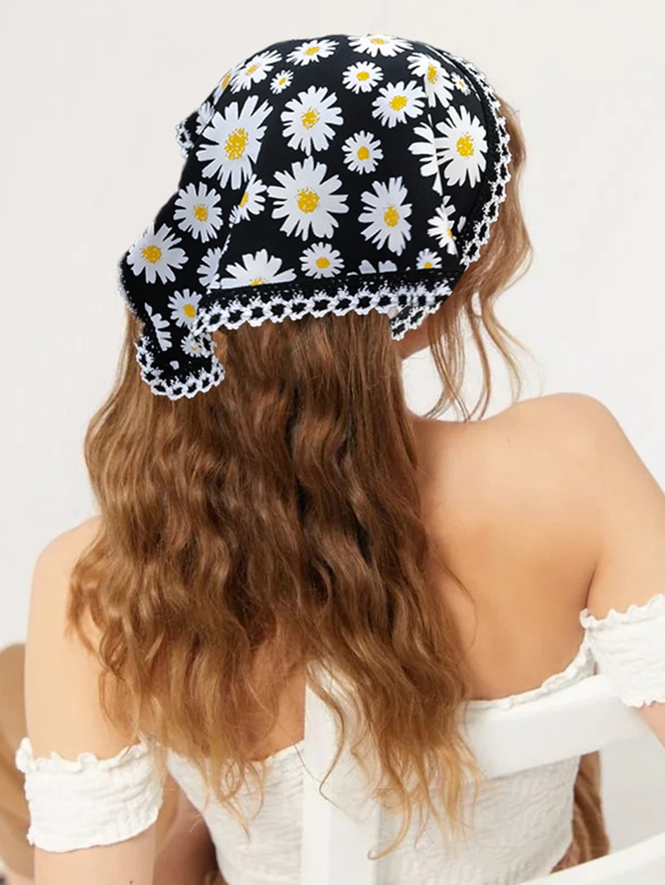 Daisy Print Kerchief Boho Hair Band Turban Headband Sweatband, Hairband Fall Winter Hair Accessories For Women For Vacation Outfits Woman Elegant Scarf Women Bandanas Soft Headwrap - Multicolor - View 1