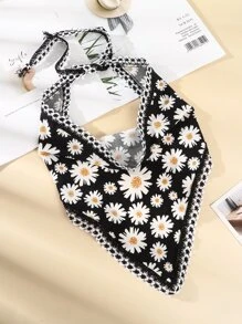 Daisy Print Kerchief Boho Hair Band Turban Headband Sweatband, Hairband Fall Winter Hair Accessories For Women For Vacation Outfits Woman Elegant Scarf Women Bandanas Soft Headwrap - Multicolor - View 2