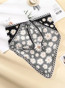 Daisy Print Kerchief Boho Hair Band Turban Headband Sweatband, Hairband Fall Winter Hair Accessories For Women For Vacation Outfits Woman Elegant Scarf Women Bandanas Soft Headwrap - Multicolor - View 4