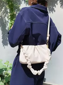 防水、轻便、商务休闲简约褶皱包，母亲节礼物，适合妈妈、少女、女大学生、新秀和白领人士，非常适合办公室、大学、工作、商务、通勤、户外、旅行、郊游 - 米色 - 查看 2