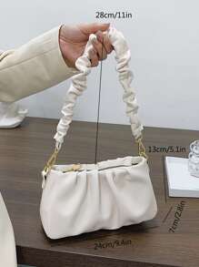 防水、轻便、商务休闲简约褶皱包，母亲节礼物，适合妈妈、少女、女大学生、新秀和白领人士，非常适合办公室、大学、工作、商务、通勤、户外、旅行、郊游 - 米色 - 查看 6