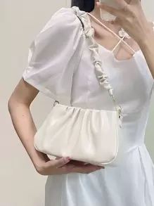 防水、轻便、商务休闲简约褶皱包，母亲节礼物，适合妈妈、少女、女大学生、新秀和白领人士，非常适合办公室、大学、工作、商务、通勤、户外、旅行、郊游 - 米色 - 查看 8