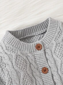 Bebé Cárdigan tejido de cable & Shorts tejidos - Gris - Ver 3