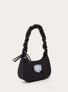 卡通圖案圖案褶邊流浪包 - 黑色 - 查看 2