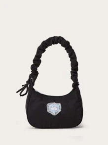 卡通圖案圖案褶邊流浪包 - 黑色 - 查看 1