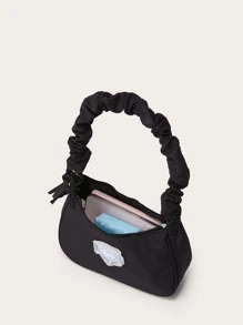 卡通圖案圖案褶邊流浪包 - 黑色 - 查看 5