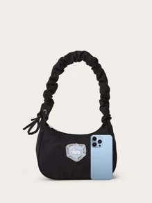 卡通圖案圖案褶邊流浪包 - 黑色 - 查看 4