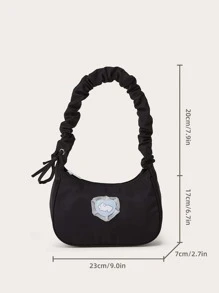 卡通圖案圖案褶邊流浪包 - 黑色 - 查看 6