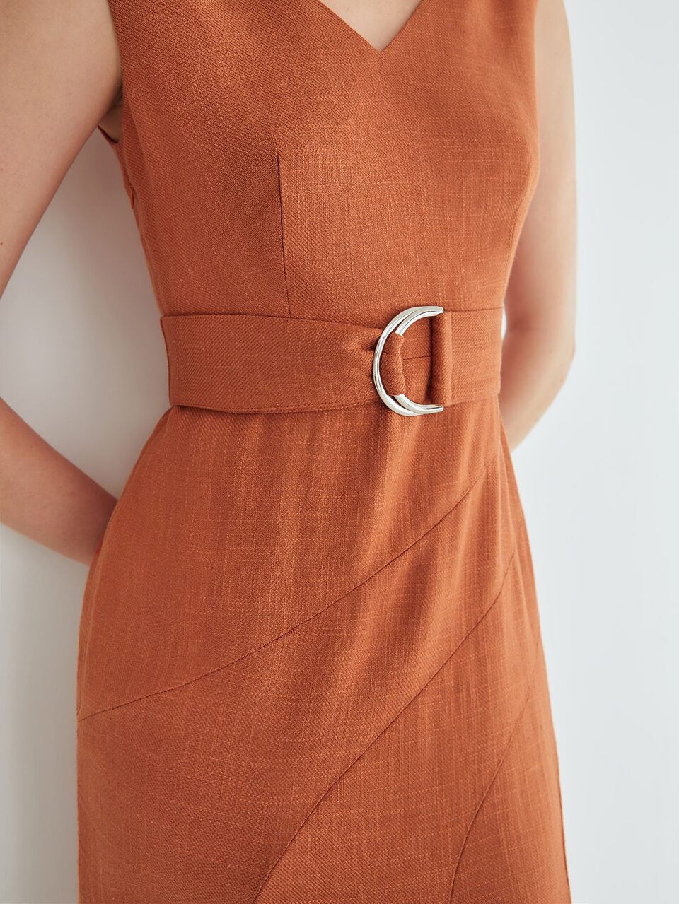 LINEN BELTED MERMAID DRESS