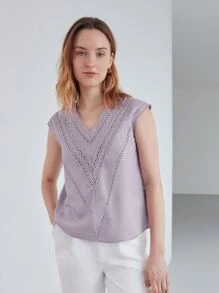 MOTF PREMIUM 亚麻提花蕾絲上衣