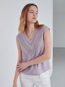 MOTF PREMIUM 亚麻提花蕾絲上衣