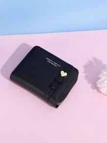 PFY PERFECT FOR YOU Slogan Graphic Litchi Embossed Heart Decor Coin Purse Portable Money Cash White-Collar Workers For Female College Work Business Commute Office For Anniversary For Birthday Gift On Valentine Day Gift Heart Purse Business Casual - Black - View 4