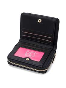 PFY PERFECT FOR YOU Slogan Graphic Litchi Embossed Heart Decor Coin Purse Portable Money Cash White-Collar Workers For Female College Work Business Commute Office For Anniversary For Birthday Gift On Valentine Day Gift Heart Purse Business Casual - Black - View 5