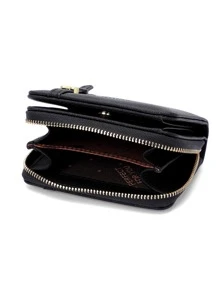 PFY PERFECT FOR YOU Slogan Graphic Litchi Embossed Heart Decor Coin Purse Portable Money Cash White-Collar Workers For Female College Work Business Commute Office For Anniversary For Birthday Gift On Valentine Day Gift Heart Purse Business Casual - Black - View 9