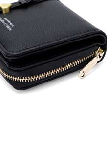 PFY PERFECT FOR YOU Slogan Graphic Litchi Embossed Heart Decor Coin Purse Portable Money Cash White-Collar Workers For Female College Work Business Commute Office For Anniversary For Birthday Gift On Valentine Day Gift Heart Purse Business Casual - Black - View 10