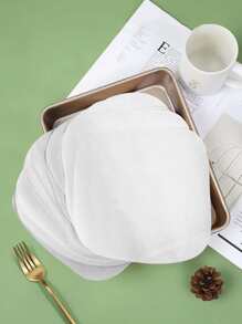 50 piezas de pergaminos cuadrados lisos, papel cuadrado blanco de 22x22cm para freidora de aire para hornear, revestimientos de freidora de aire, papel para freidoras de aire - Blanco - Ver 4