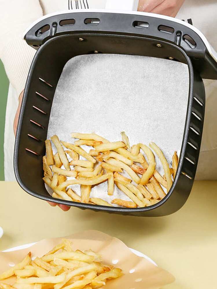 50pcs Plain Square Parchment, 22x22cm White Square Air Fry Paper For Baking Air Fryer Kitchen Air Fryer Liners Air Fryer Paper Airfryer Air Frier - White - View 6